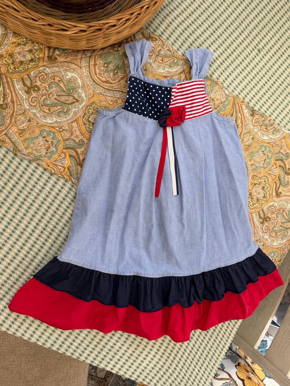 Vintage Y2K Bonnie Jean Girls American Patriotic Cotton Sundress Size 5